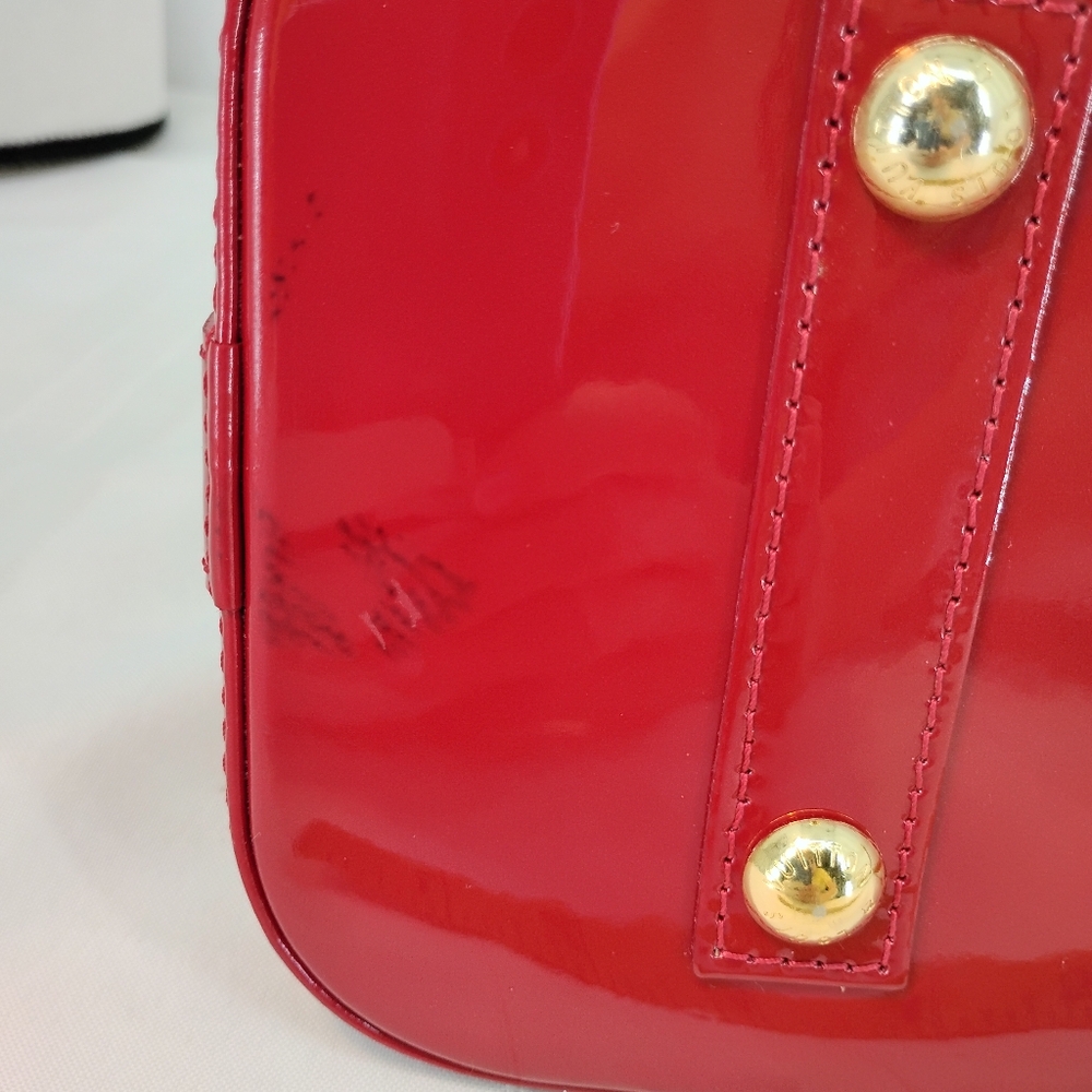 LOUIS VUITTON Vernis Red Patent Leather Alma PM Handbag COA - Picture 15 of 16